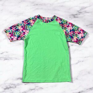 Cat & Jack Girls Rashguard Top Tee Size XL Raglan Sleeve Sun Protection UPF